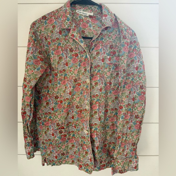 Roller Rabbit Elysian Day Floral Button-Down Loungewear shirt Size S - Picture 2 of 6